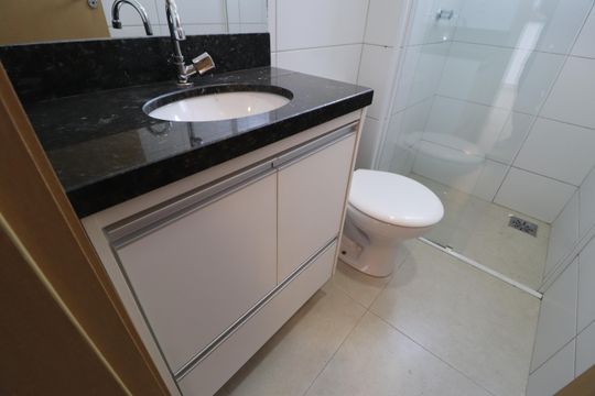 Banheiro Social de apartamento para alugar com 2 quartos, 55m² em Aclimação, Uberlândia
