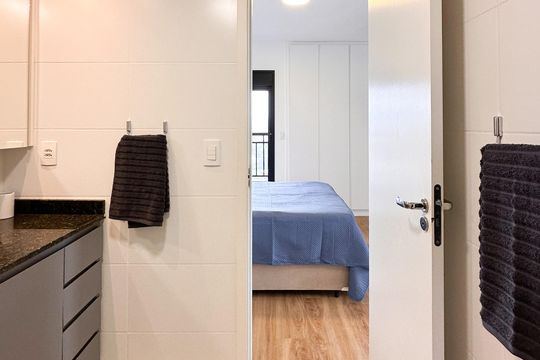 Banheiro da Suíte de apartamento para alugar com 1 quarto, 55m² em Centro, São Bernardo do Campo