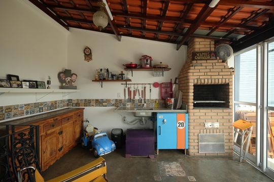 Área gourmet de apartamento à venda com 2 quartos, 105m² em Parque das Nações, Santo André