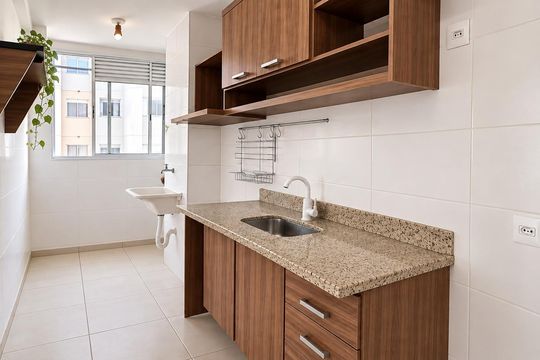 Cozinha de apartamento à venda com 2 quartos, 58m² em Vila Real, Hortolândia