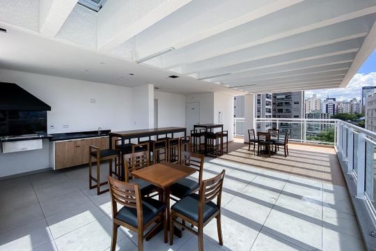 Área comum - Churrasqueira de kitnet/studio para alugar com 1 quarto, 35m² em Consolação, São Paulo