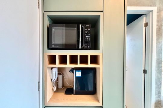 Cozinha  de kitnet/studio para alugar com 1 quarto, 22m² em Jardim Paulista, São Paulo