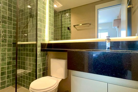 Banheiro da Suíte de kitnet/studio para alugar com 1 quarto, 25m² em Pinheiros, São Paulo