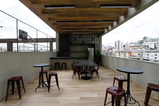 Área comum - Churrasqueira de kitnet/studio para alugar com 1 quarto, 24m² em Nova Suíça, Belo Horizonte