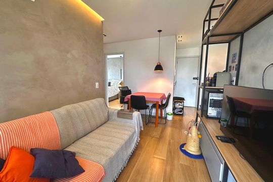 Sala/cozinha  de apartamento para alugar com 2 quartos, 57m² em Santo Amaro, São Paulo