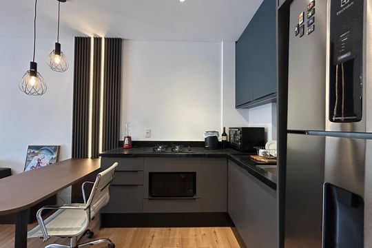 Cozinha  de apartamento para alugar com 1 quarto, 50m² em Saco Grande, Florianópolis