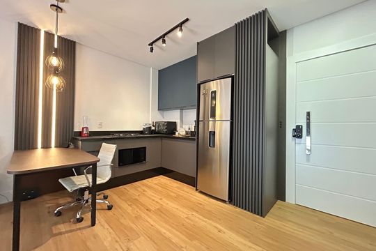 Cozinha  de apartamento para alugar com 1 quarto, 50m² em Saco Grande, Florianópolis