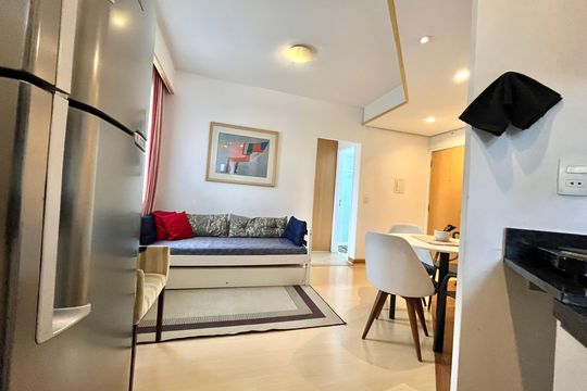 Cozinha de apartamento à venda com 1 quarto, 26m² em Vila Clementino, São Paulo