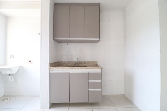 Cozinha de apartamento para alugar com 2 quartos, 48m² em Daniel Fonseca, Uberlândia