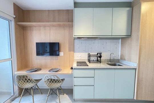 Cozinha de apartamento para alugar com 1 quarto, 25m² em Butantã, São Paulo