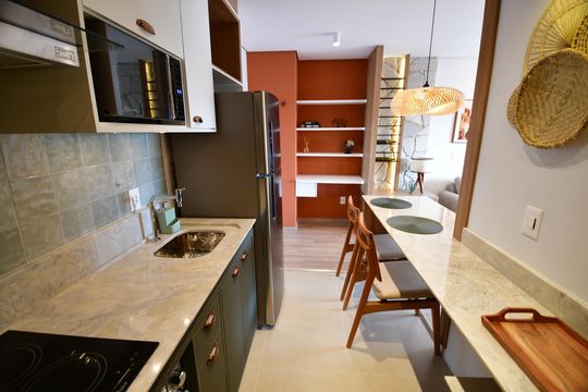 Cozinha de apartamento para alugar com 1 quarto, 45m² em Centro, Campinas