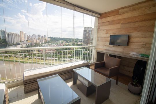 Varanda da Sala de apartamento à venda com 2 quartos, 111m² em Cidade Monções, São Paulo
