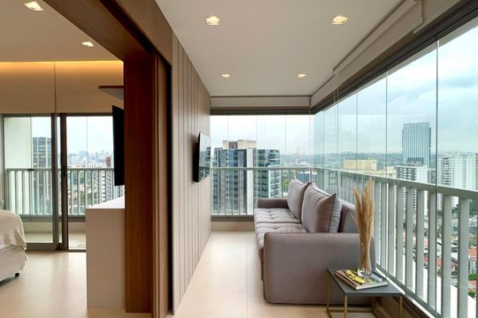 Varanda de apartamento para alugar com 1 quarto, 45m² em Pinheiros, São Paulo