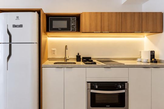 Cozinha de kitnet/studio para alugar com 1 quarto, 28m² em Partenon, Porto Alegre