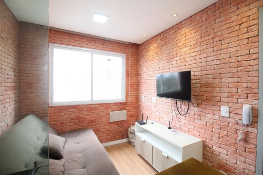 Sala e Cozinha de apartamento para alugar com 1 quarto, 24m² em Panamby, São Paulo