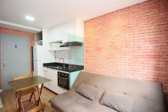Sala e Cozinha de apartamento para alugar com 1 quarto, 24m² em Panamby, São Paulo