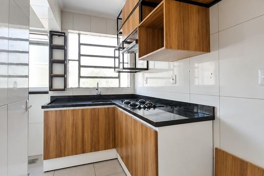 Cozinha de apartamento para alugar com 1 quarto, 38m² em Jardim Dona Leopoldina, Porto Alegre