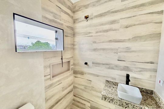 Banheiro da Suíte 1 de casa à venda com 3 quartos, 135m² em Vila Sao Francisco (zona Leste), São Paulo