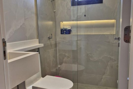 Banheiro de casa de condomínio para alugar com 3 quartos, 148m² em Bonfim Paulista, Ribeirão Preto