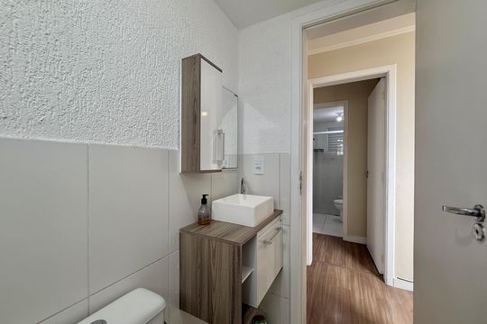 Banheiro Social  de apartamento para alugar com 2 quartos, 50m² em Santo Amaro, São Paulo