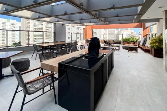Área comum - Churrasqueira de kitnet/studio à venda com 1 quarto, 27m² em Liberdade, São Paulo
