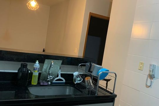 Cozinha de apartamento à venda com 2 quartos, 42m² em Lundcéia, Lagoa Santa