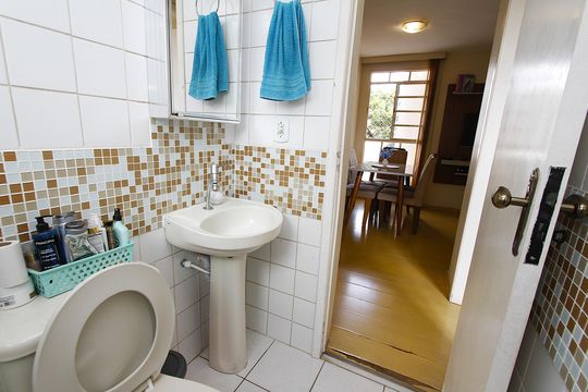 Banheiro Social de apartamento à venda com 2 quartos, 50m² em Jardim Montanhês, Belo Horizonte