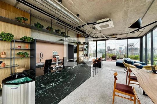 Área comum - Salão de festas de apartamento para alugar com 1 quarto, 111m² em Pinheiros, São Paulo
