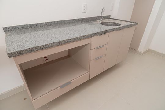 Cozinha de kitnet/studio para alugar com 1 quarto, 25m² em Bela Vista, São Paulo