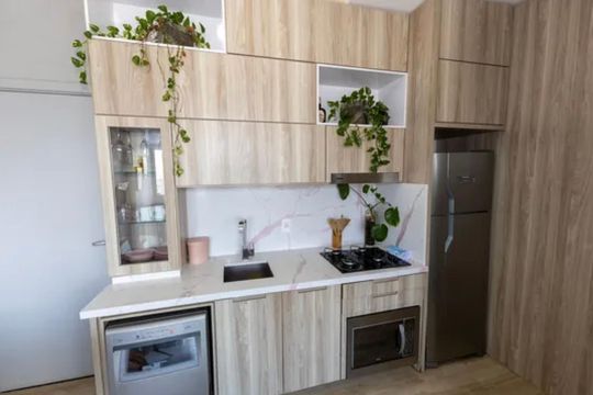 Cozinha de kitnet/studio à venda com 1 quarto, 50m² em Vale do Sereno, Nova Lima
