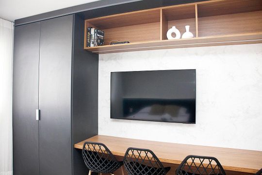 Studio - Sala / Quarto - Detalhe de kitnet/studio à venda com 1 quarto, 28m² em Cidade Baixa, Porto Alegre