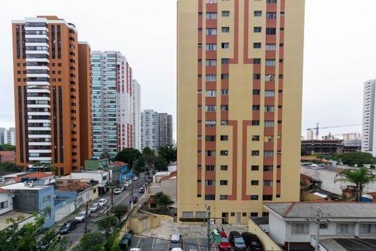 Studio  -Varanda - vista de kitnet/studio para alugar com 1 quarto, 27m² em Vila Zilda, São Paulo