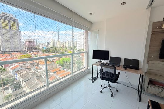 Varanda de kitnet/studio à venda com 1 quarto, 45m² em Brooklin, São Paulo