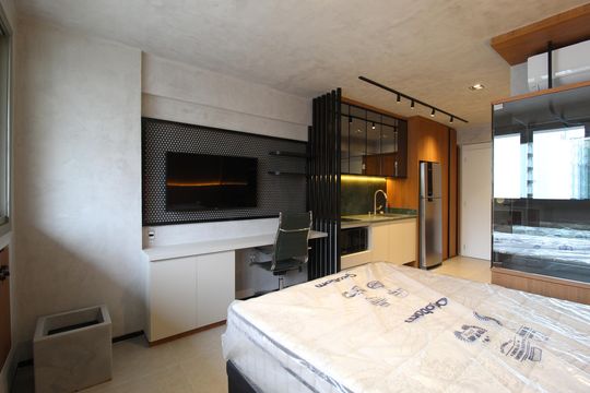 Sala/Quarto de kitnet/studio para alugar com 1 quarto, 29m² em Indianópolis, São Paulo