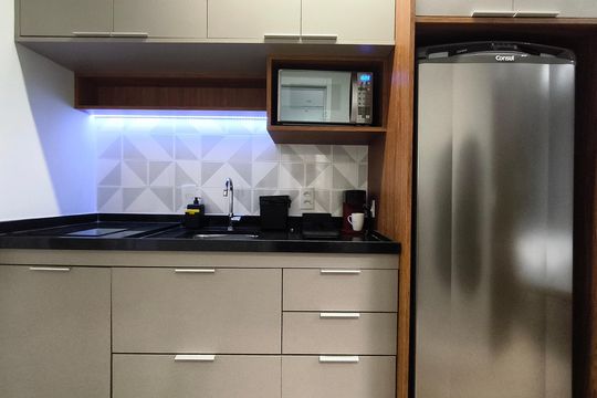 Cozinha de kitnet/studio para alugar com 1 quarto, 23m² em Vila Mariana, São Paulo