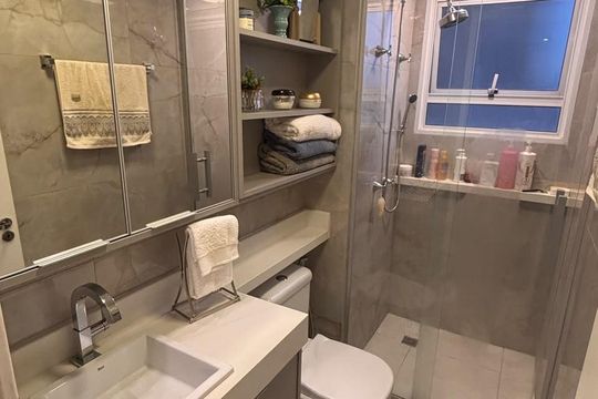 Banheiro 1 de apartamento à venda com 3 quartos, 82m² em Balneário Tropical, Paulínia