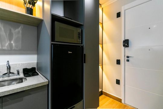 Cozinha de apartamento à venda com 1 quarto, 26m² em Vila Primavera, São Paulo