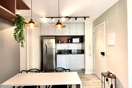 Cozinha de apartamento à venda com 1 quarto, 34m² em Bela Vista, São Paulo