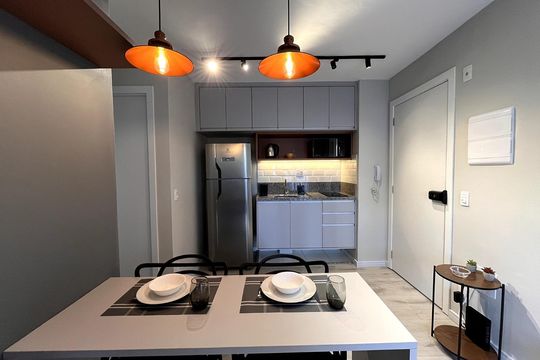 Cozinha de apartamento à venda com 1 quarto, 34m² em Bela Vista, São Paulo