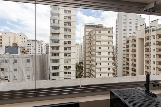 Vista da Sala de apartamento à venda com 2 quartos, 60m² em Brooklin Novo, São Paulo