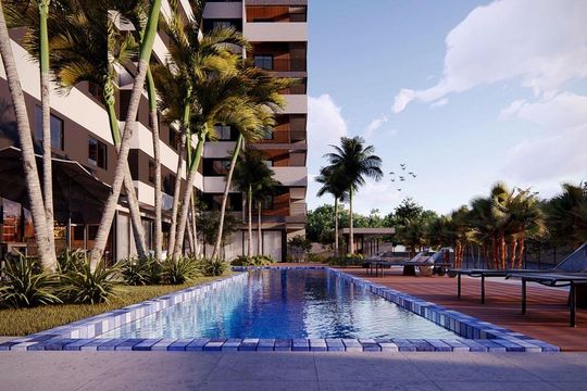 Área comum - Piscina de kitnet/studio para alugar com 1 quarto, 17m² em Novo Mundo, Curitiba