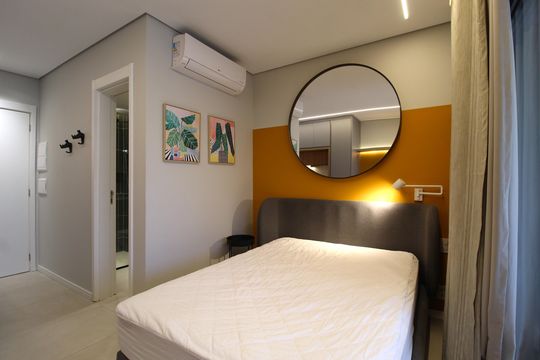 Sala/Quarto de kitnet/studio para alugar com 1 quarto, 27m² em Indianópolis, São Paulo