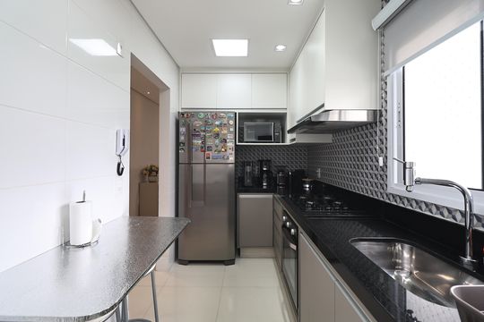 Cozinha de apartamento à venda com 2 quartos, 64m² em Campestre, Santo André