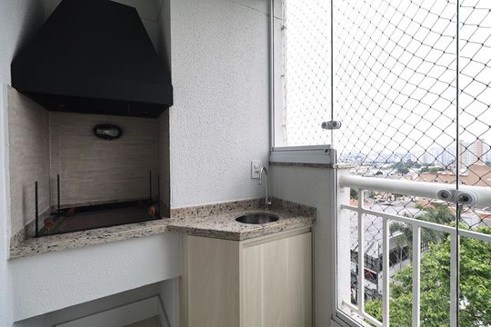 Sacada gourmet  de apartamento à venda com 2 quartos, 64m² em Campestre, Santo André