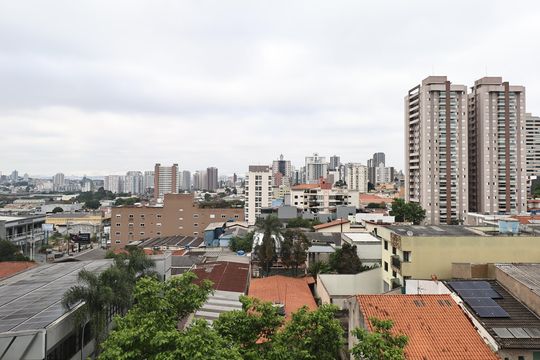 Vista da sala  de apartamento à venda com 2 quartos, 64m² em Campestre, Santo André