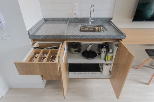 Cozinha de apartamento à venda com 1 quarto, 20m² em Pinheiros, São Paulo