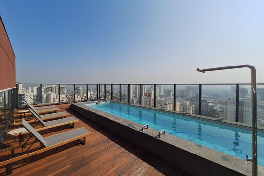 Área comum - Piscina de kitnet/studio para alugar com 1 quarto, 24m² em Pompeia, São Paulo