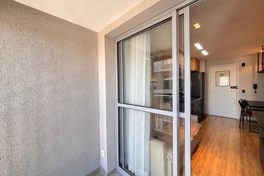 Varanda de apartamento à venda com 1 quarto, 31m² em Indianópolis, São Paulo