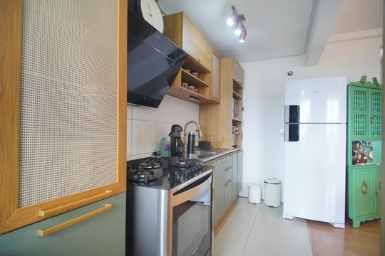 cozinha de apartamento à venda com 2 quartos, 56m² em Guarani, Novo Hamburgo