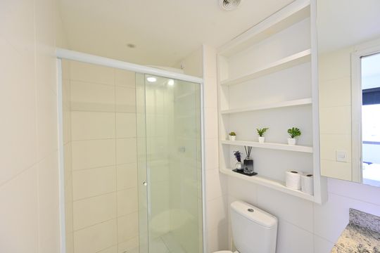 Banheiro Social de apartamento à venda com 1 quarto, 25m² em Vila Clementino, São Paulo